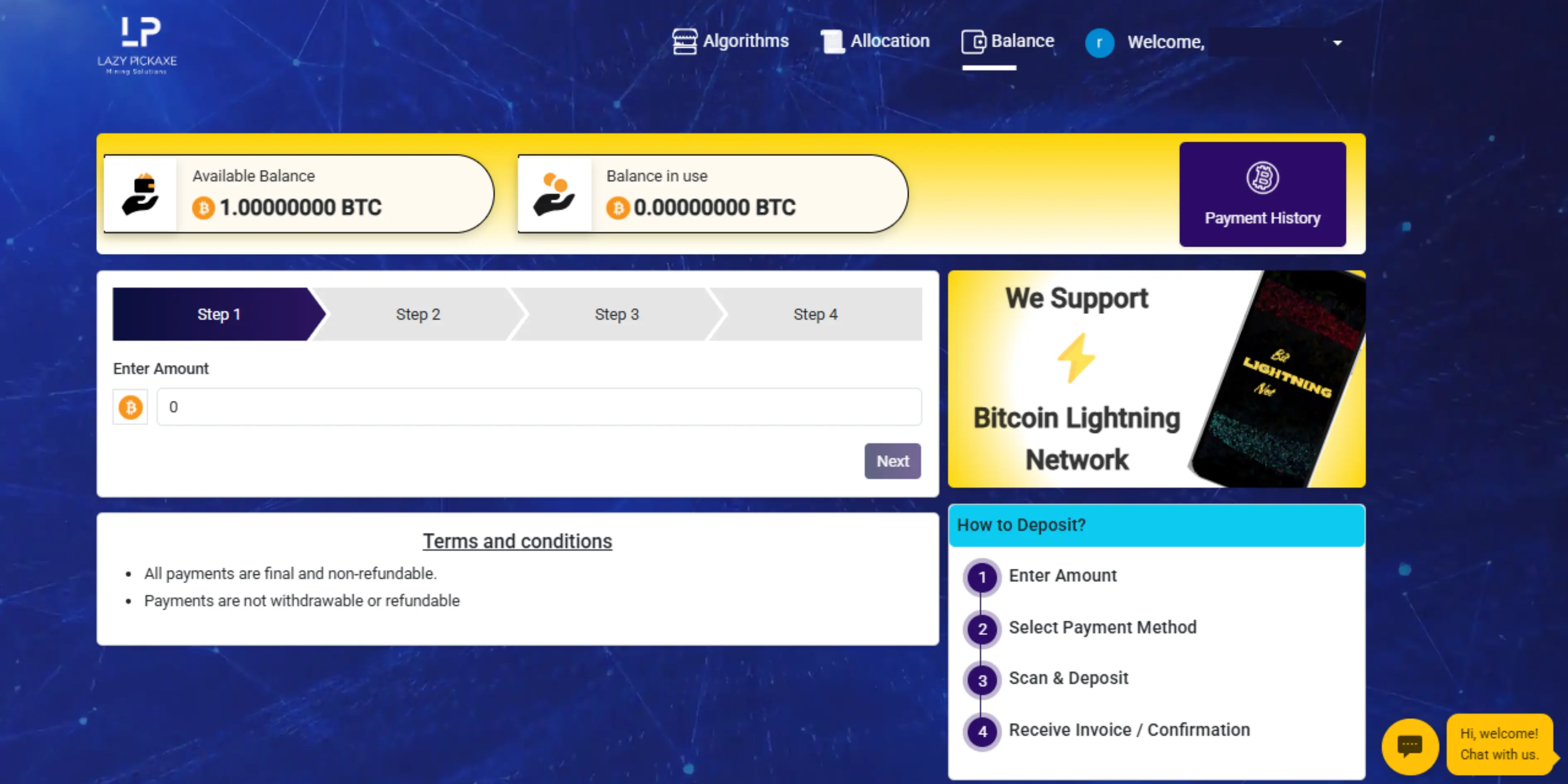 Make Secure Payment with balance page