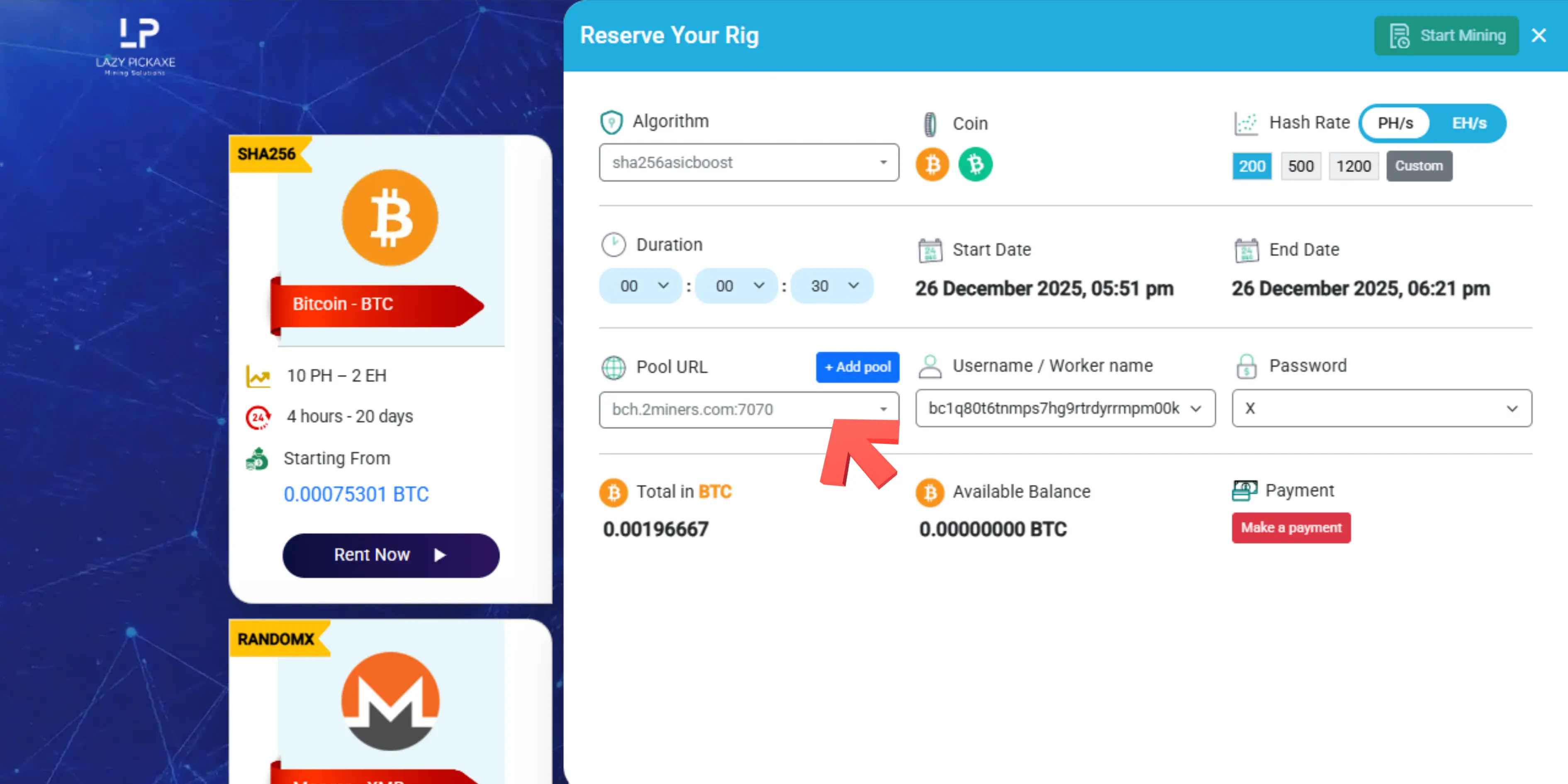 Select a Mining Pool